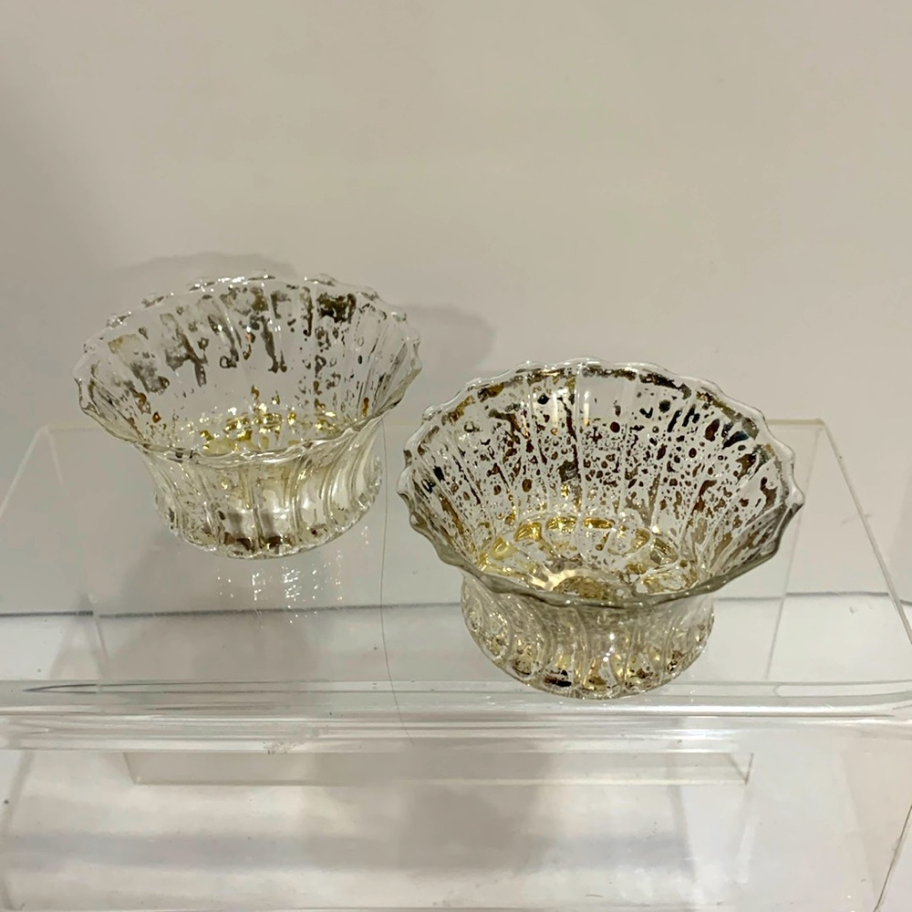 mercury tealight glass votive candle holder set of 2